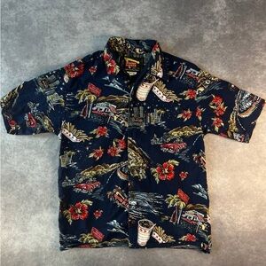 Vintage In-N-Out Burger Colorful Travel Tropical Fun Button Down Shirt Size L
